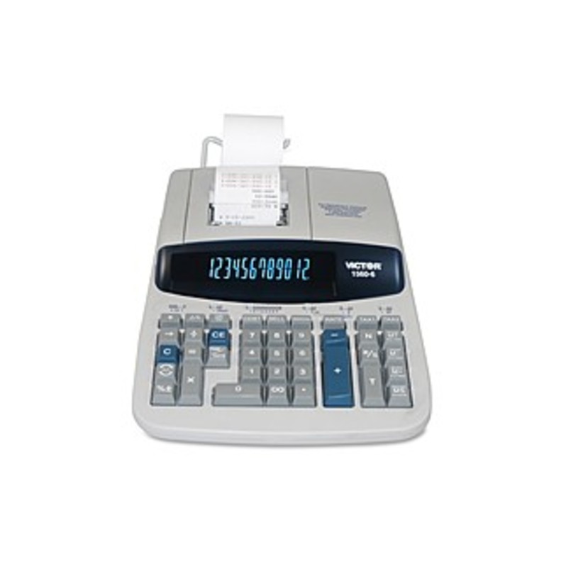 Victor 1560-6 12 Digit Professional Grade Heavy Duty Commercial Printing Calculator - 5.2 Lps - Clock, Date, Big Display, Independent Memory, Durable,