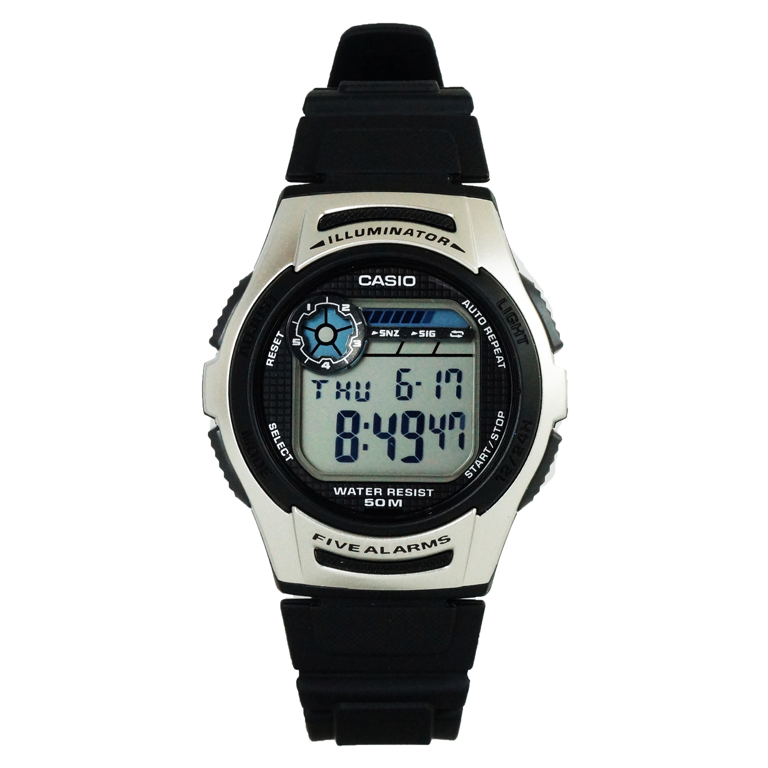 Casio W213-1A Digital Multi-Function Sports Watch Silver w/ Black