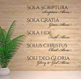 The Five Solas Scripture Grace Faith Christ Glory to God Alone Church Decor - Reformation Essentials - Christian Latin Phrases Decor Large Decals for Walls - Custom Color
