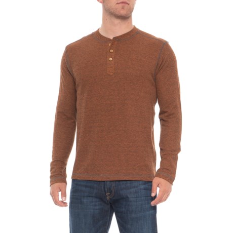 Ribbed Heathered Henley Shirt - Long Sleeve (for Men)