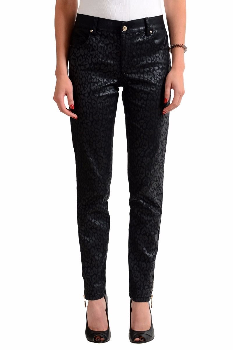 Versace Jeans Black Patterned Women's Slim Fit Jeans Sz US 5 IT 41