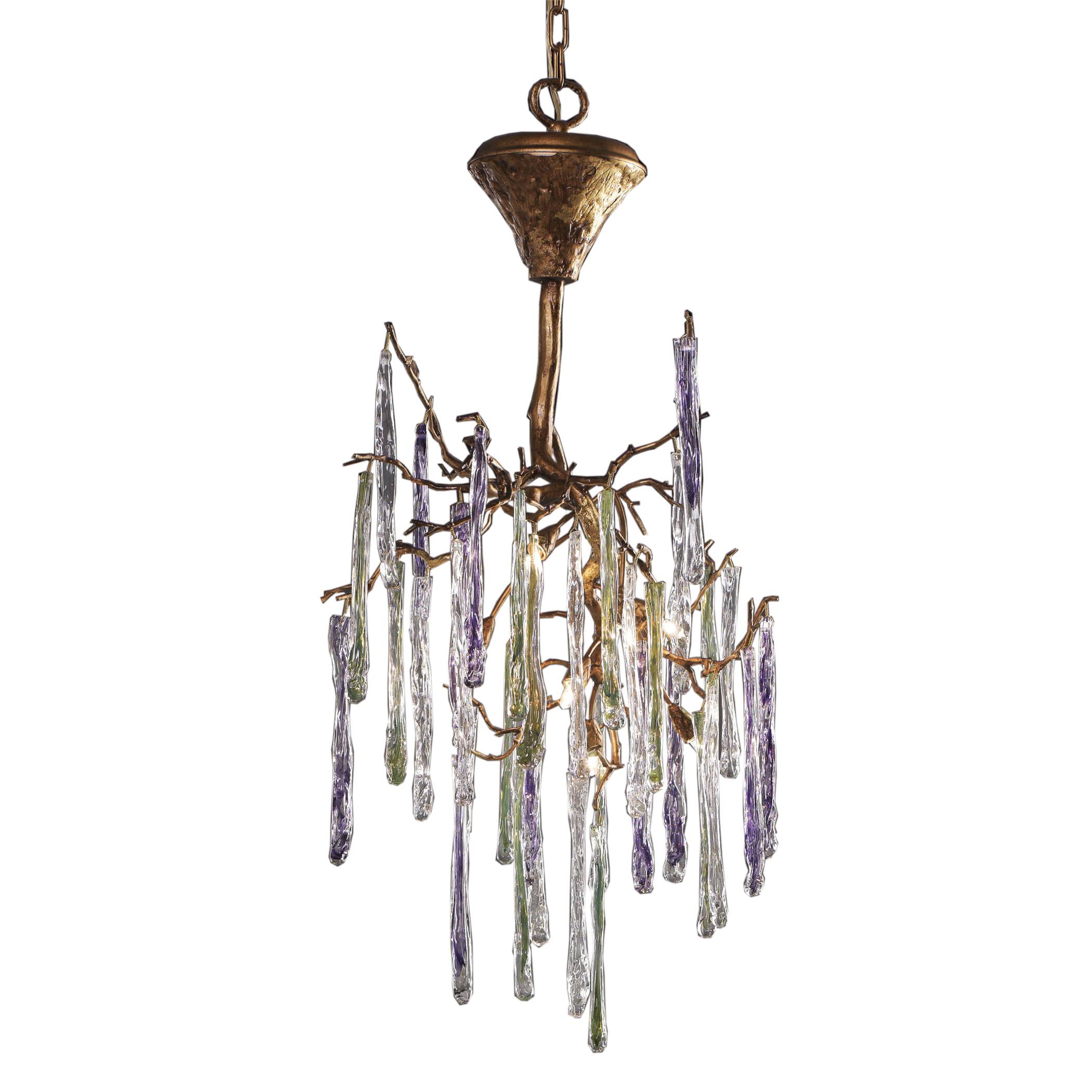 Elk Lighting 1702/7 7 Light Chandelier In Talha Bronze And Multi Hued Spires