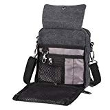 Koolertron Vintage Canvas Multifunction Crossbody Shoulder Bag Men's Lightweight Small Satchel Bag Waist Bag (Black)