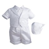 Lauren Madison baby boy Christening Baptism Infant Vestie Set With Short, White, 9-12 Months