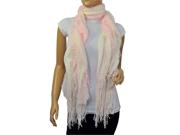 100% Acrylic Fashion Wavy Ruffle Knitted Tassel Ends Long Scarf - Pink