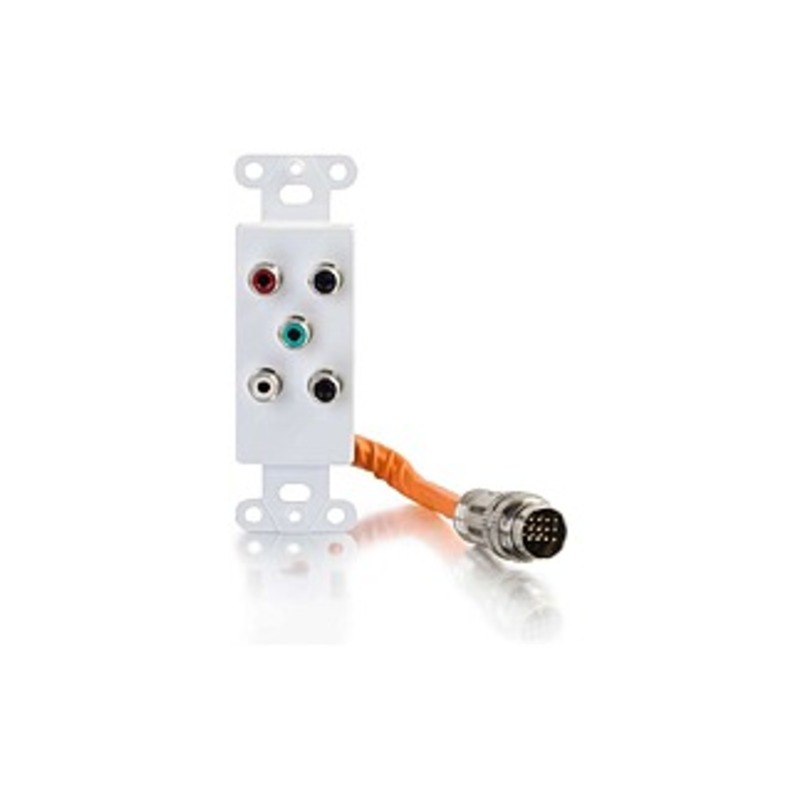 C2g Rapidrun Component Video   Rca Stereo Audio Decorative Style Wall Plate - White - White - 2 X Rca Port(s)