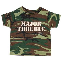 Major Trouble Toddler Tee Shirt - Green Military Themed Camo T-Shirt