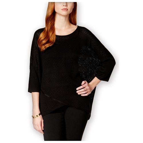 NY Collection Womens Dolman Tulip-Hem Pullover Sweater