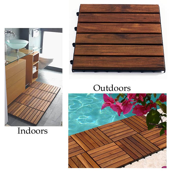Le click Teak Flooring Tiles CLASSIC - Box of 10 Tiles - by Infinita  - 899029001378