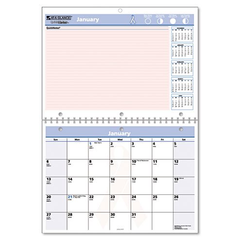 QuickNotes Breast Cancer Awareness Desk/Wall Calendar, Monthly, 11 x 8
