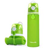 Valourgo Collapsible Water Bottle - Silicone Foldable with Leak Proof Valve BPA Free, 21 Ounce