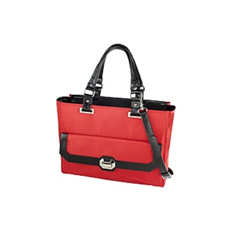 Madison Francine Collection Carrying Case For 15.6" Notebook - Black, Red - Microfiber, Leather - Shoulder Strap - 12.5" Height X 17" Width X 6.5" Dep