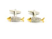 Silver-golden Fish Bone Cufflinks
