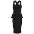 Lavish Alice Women's Peplum Bodycon Midi Dress - Black