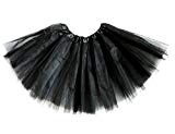 v28 Girls Classic Elastic 3 Layered Tutu Ballet Soft Tulle Costume Skirt (2-9 Years, Classic-Black)
