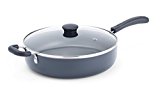 T-fal Saute Pan Jumbo Cooker with Lid, Dishwasher Safe Nonstick Pan, 5 Quart, Black