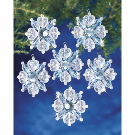 Beadery BOK-5977 Holiday Beaded Ornament Kit-Filagree Snowflake 1.75" Makes 12