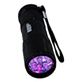 HQRP 365 nM 9 UV LED Ultraviolet Inspection / Detection / Identification Flashlight Blacklight for Document / Forgery Analysis, Currency / Bill Verification   HQRP UV Meter