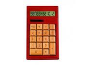 12-digits Bamboocustom Carved Desktop Calculator - Mahogany Color