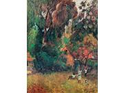 Huts Under The Trees Poster Print By  Paul Gauguin  (9 X 12)