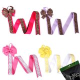 Bundle Monster 4pc Baby Girls Mixed Color Animal Prints Grosgrain Ribbon Hair Bow Clip Accessory Holder - Set 2: Perfectly Pastel