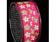 Set Of 2 Rolls- Inga's County Flowers Grosgrain- Pink 27 Yards