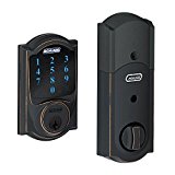 Schlage Z-Wave Connect Camelot Touchscreen Deadbolt with Built-In Alarm, Aged Bronze, BE469 CAM 716, Works with Alexa via SmartThings, Wink or Iris