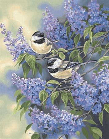 Dimensions 91361 Paint By Number Kit 11 in. X14 in-Chickadees & Lilacs