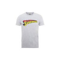 DC Comics Men's T-Shirt - Superman Telescopic Logo Crackle - Heather Grey