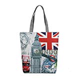 London British Flag Women's Large Cotton Canvas Tote Bag Handbags Top-Handle Bags Shoulder Shopping Bags