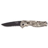 SOG Specialty Knives & Tools DFSA98-CP Flash II Knife with Part-Serrated Folding 3.5-Inch Steel Blade and GRN Camo Handle, Hardcase Black TiNi Finish
