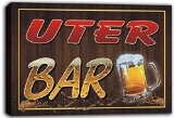 scw3-086968 UTER Name Home Bar Pub Beer Mugs Cheers Stretched Canvas Print Sign