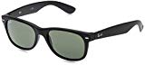 Ray-Ban RB2132 New Wayfarer Sunglasses, Black Rubber/Green, 55 mm