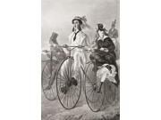 Two Cyclists On Penny Farthing Bicycles In The 19th Century. From Illustrierte Sittengeschichte Vom Mittelalter Bis Zur