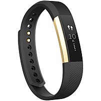 Fitbit Alta Smart Band - Wrist - Accelerometer - Calendar, Silent Alarm, Text Messaging - Sleep Quality, Calories Burned, Steps Taken, Distance Traveled - Bluetooth - Bluetooth 4.0 - 120 Hour - Black, Gold - Elastomer Clasp, Stainless Steel - Health & Fit 810351029915