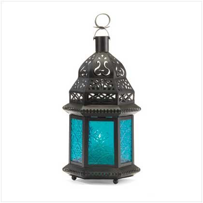 Blue Glass Moroccan Lantern