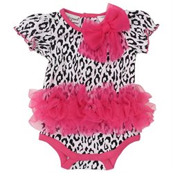Babyrageous Girls White Leopard Bodysuit - Black