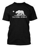 California Republic - Cali Bear Men's T-shirt Tee (XL, BLACK)