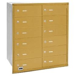 Salsbury Industries 3612GRU 12 Door 4B  Horiz Mailbox in Gold - Rear Loading USPS Access