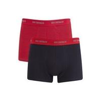 Ben Sherman Men's 2-Pack Ernie Trunks - Dawn Red Stripe/Black