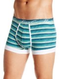 Kenneth Cole New York Men's Fashion Striped Trunk with Contract White Piping, Greenbar, Small