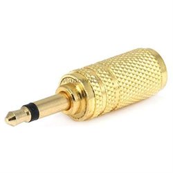 Metal 3.5mm Mono Plug to 3.5mm Mono Jack Adaptor - Gold Plated