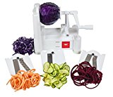 Paderno World Cuisine 3-Blade Vegetable Slicer / Spiralizer, Counter-Mounted and includes 3 Stainless Steel Blades