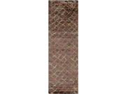 2.5' X 8' Filet Tordu Chocolate Brown, Burnt Orange And Gold Hand Knotted Area Throw Rug Runner