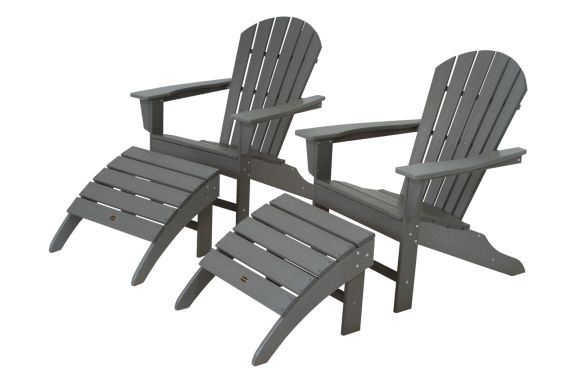 POLYWOOD South Beach 4-Piece Adirondack Set in Slate Grey