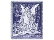 Guardian Angel and Children Crossing Bridge Blue Afghan Throw Blanket
