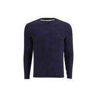 American Vintage Men's Round Neck Textured Knitted Jumper - Navy