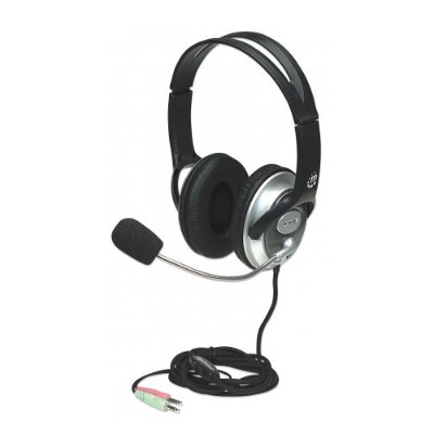Manhattan 175555 Classic Stereo Headset - Quality Audio With Flexible Microphone Boom - Black