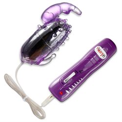 LeLuv Purple Bullet Bunny TPR Clitoral Anal Nubby Vibrator Massager Egg Rabbit