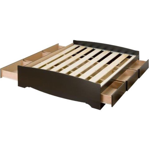 Espresso Full Size Platform Storage Bed (6-drawers) By Prepac Furniture